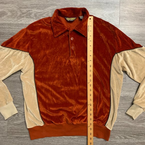 Vintage Sears Sportswear Velour Two Tone Elastic Waist Polo Shirt Sz. L - Picture 5 of 10